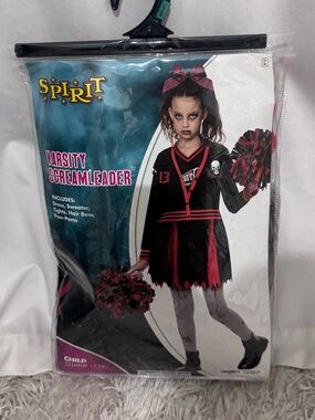 Spirit Black and Red Varsity Screamleader Kids Cheer Costume